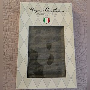 Enzo Mantovani - Mens Scarf In Charcoal and Light Gray Plaid Pattern